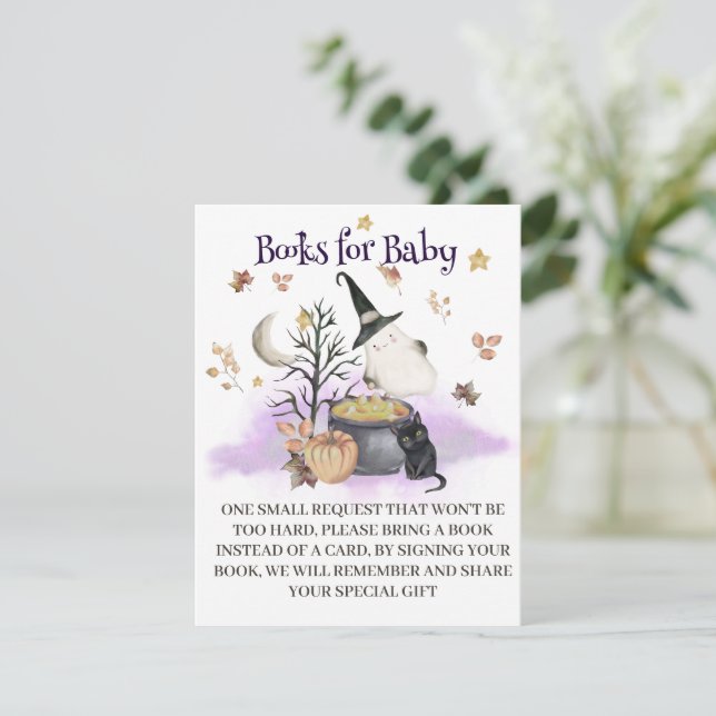 Halloween Baby Shower Books for Baby card. Enclosure Card (Standing Front)