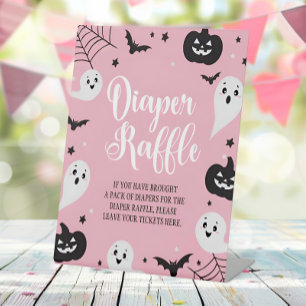Halloween Baby Shower Diaper Raffle Pedestal Sign