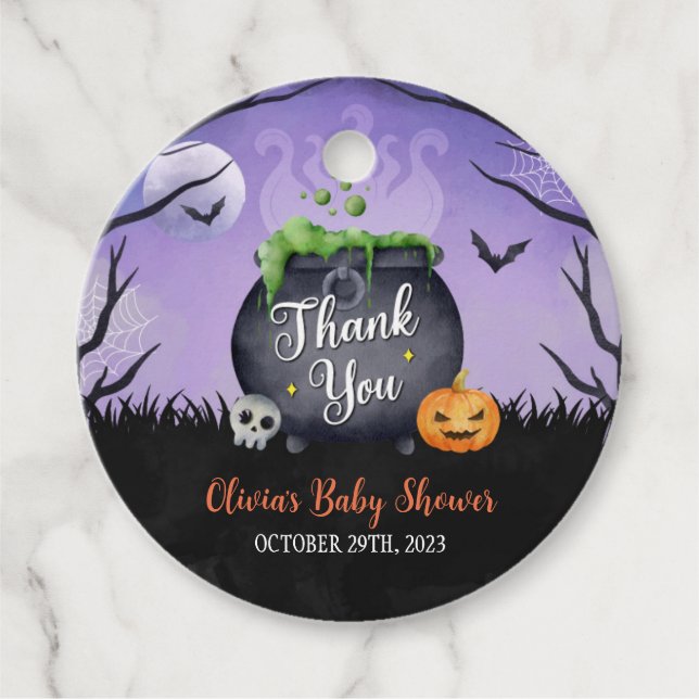 Halloween Baby Shower Favour Tag (Front)