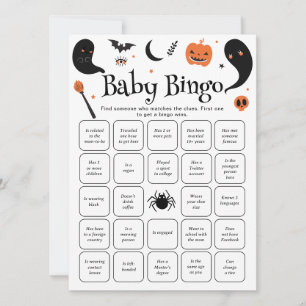 Halloween Baby Shower Find the guest Bingo Card