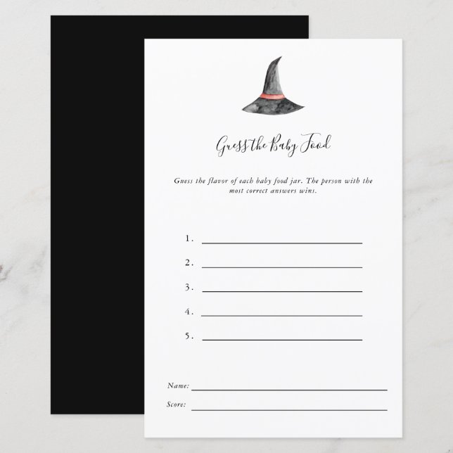 Halloween Baby Shower Game Guess the Baby Food (Front/Back)