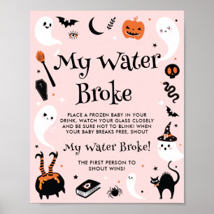 Halloween Baby Shower Girl My Water Broke Game Poster