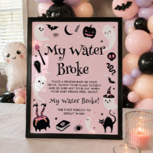 Halloween Baby Shower Girl My Water Broke Game Poster