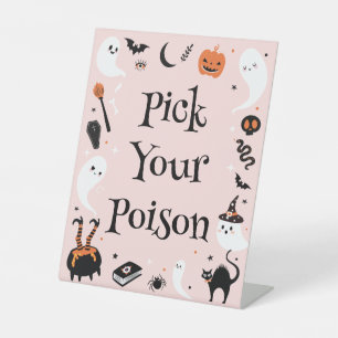 Halloween Baby Shower Girl Pick Your Poison Drink  Pedestal Sign