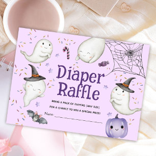 Halloween Baby Shower Girl Purple Diaper Raffle Enclosure Card