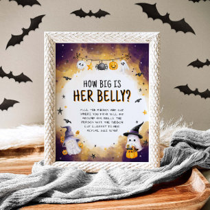 Halloween Baby Shower How Big is Her Belly Game Poster