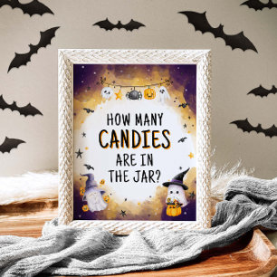 Halloween Baby Shower How Many Candies Game Sign