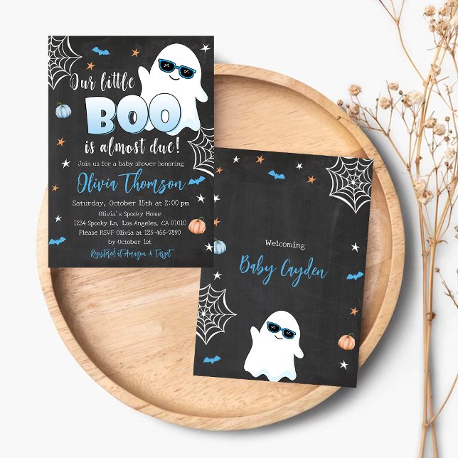 Halloween Baby Shower Invitation Cute Ghost Boy (Creator Uploaded)