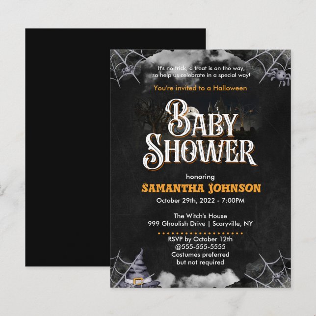 Halloween Baby Shower Invitation Postcard (Front/Back)