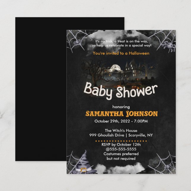 Halloween Baby Shower Invitation Postcard (Front/Back)