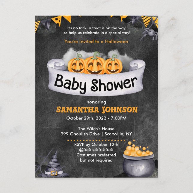 Halloween Baby Shower Invitation Postcard (Front)