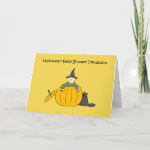 Halloween Baby Shower Invitation, pumpkin and baby Invitation