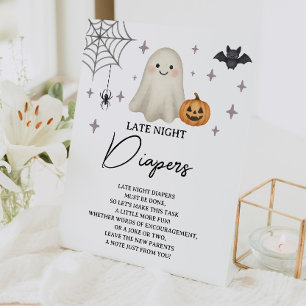 Halloween Baby Shower Late Night Diapers Pedestal Sign