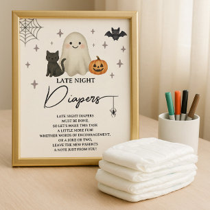 Halloween Baby Shower Late Night Diapers Poster