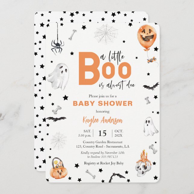 Halloween Baby Shower Little Boo invitation (Front/Back)