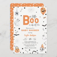 Halloween Baby Shower Little Boo orange invitation