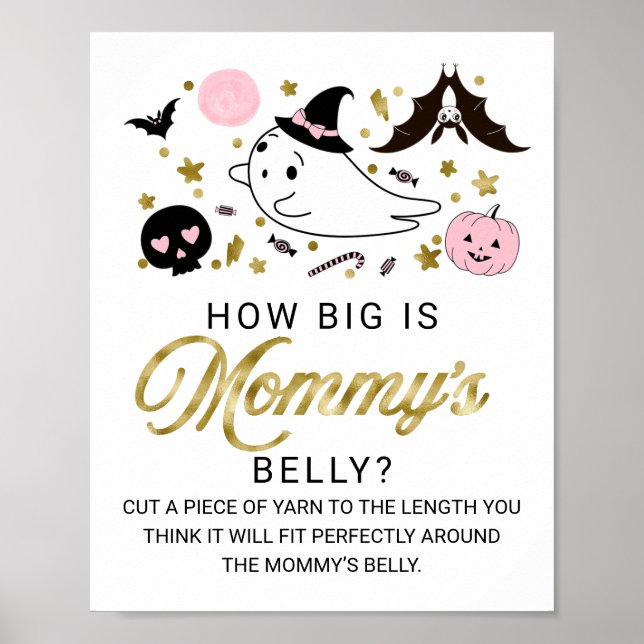 Halloween Baby Shower Mummy’s Belly Game Sign (Front)