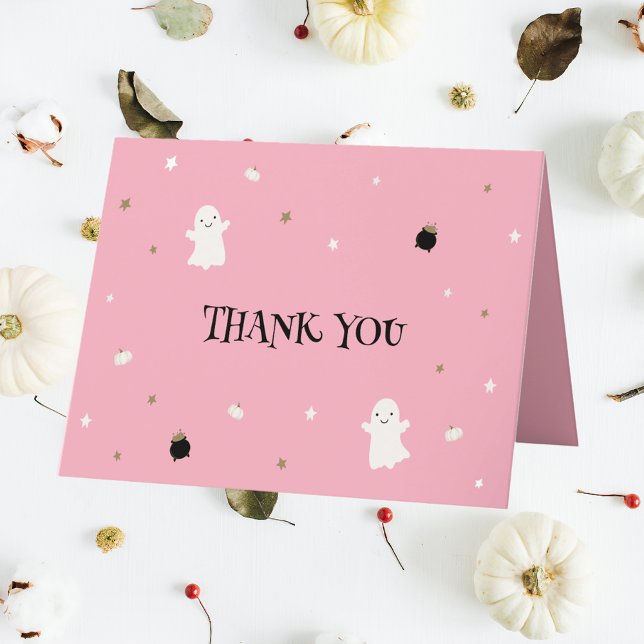 Halloween Baby Shower Pastel Pink Thank You Card (Creator Uploaded)