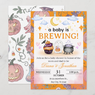 Halloween Baby Shower Personalised Invitation