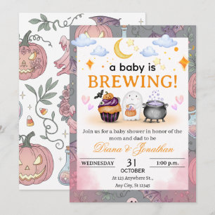 Halloween Baby Shower Personalised Invitation