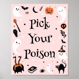 Halloween Baby Shower Pick Your Poison Drink Poster