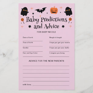 Halloween Baby Shower Predictions Advice Game