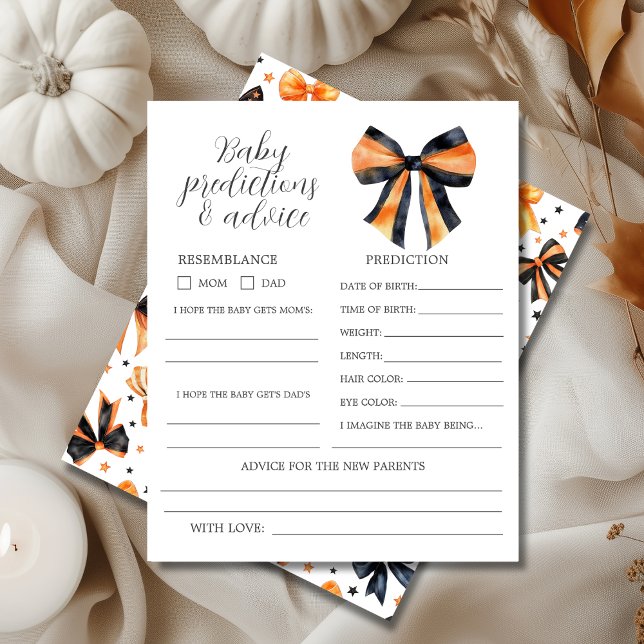 Halloween Baby Shower Predictions & Advice Sheet (Creator Uploaded)