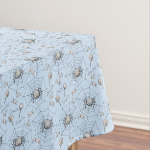 Halloween Baby Shower Spiders and Webs Blue Tablecloth