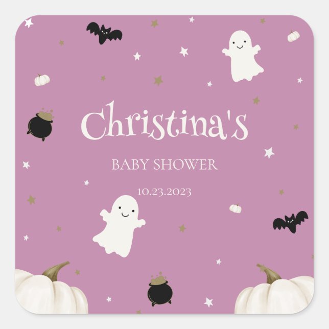Halloween Baby Shower Square Sticker (Front)