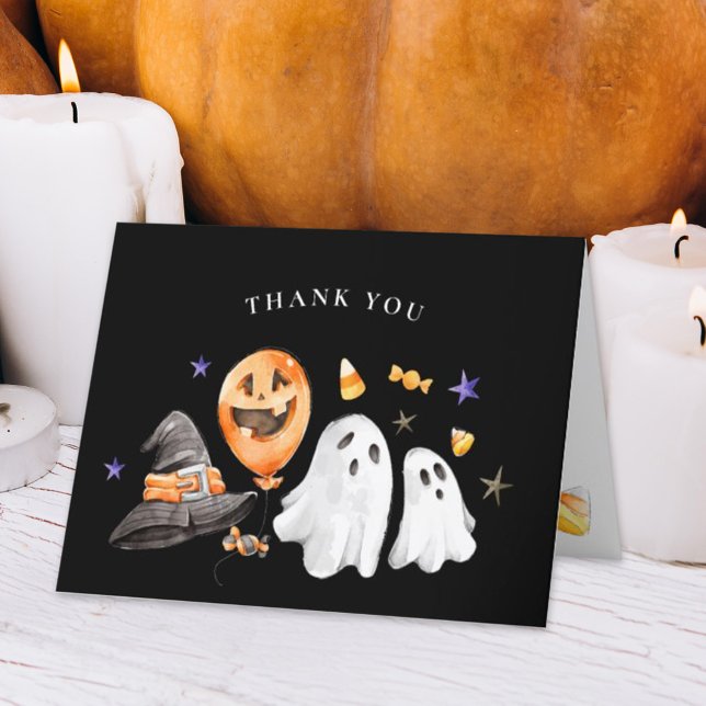 Halloween Baby Shower Thank You Card Black (The 'Little Boo' Thank You Card is not merely a card; it is an expression of warmth and of gratitude)