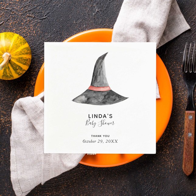 Halloween Baby Shower Watercolor Witch's Hat Cute Napkin (Creator Uploaded)