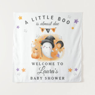 Halloween Baby Shower Welcome Sign Tapestry Orange