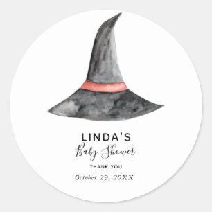 Halloween Baby Shower Witch's Hat Simple Elegant Classic Round Sticker