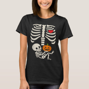 Halloween Baby Skeleton Heart Pregnancy Outfit  T-Shirt