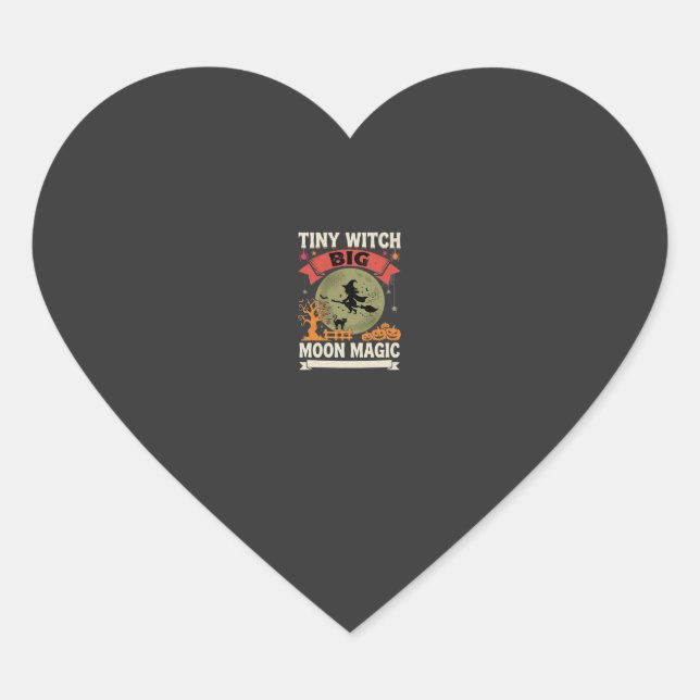 Halloween Baby Witch Moon Magic Heart Sticker (Front)