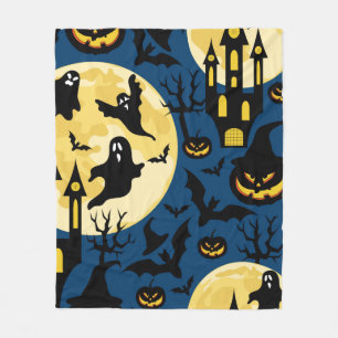 Halloween background. Seamless pattern with moons, Fleece Blanket