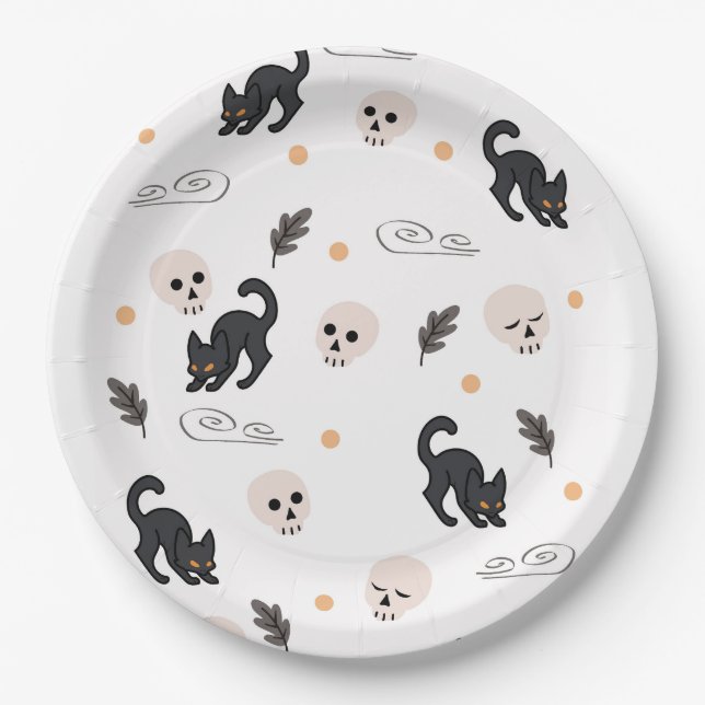 Halloween Background Star Pattern  Paper Plate (Front)