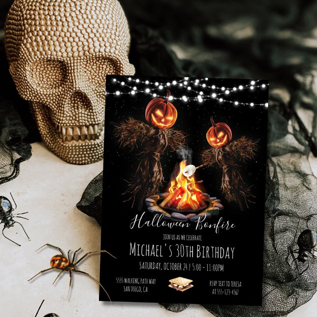 Halloween Backyard Bonfire string of lights Invitation (Creator Uploaded)