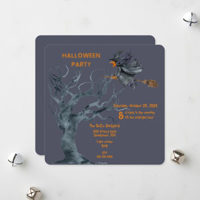HALLOWEEN BACKYARD PARTY HOLIDAY CARD (Front/Back In Situ)