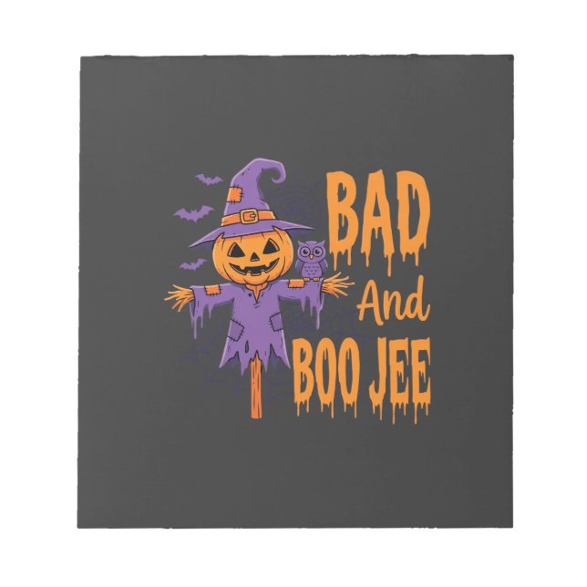 Halloween Bad And Boo Jee Scarecrow Graphic Notepad (Front)