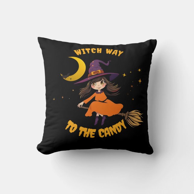 halloween bad witch pumpkin vibes cushion (Front)