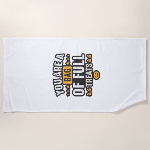 Halloween Bag Of Treats Vintage Vector Design_1 Beach Towel