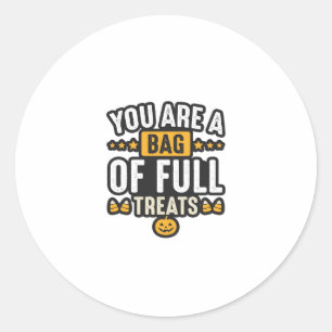 Halloween Bag Of Treats Vintage Vector Design_1 Classic Round Sticker