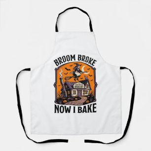 Halloween Baker Shirt Witch Broom Broke Design_1 Apron
