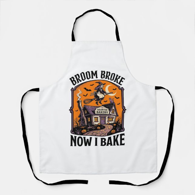 Halloween Baker Shirt Witch Broom Broke Design_1 Apron (Front)