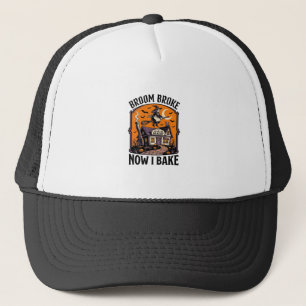 Halloween Baker Shirt Witch Broom Broke Design_1 Trucker Hat