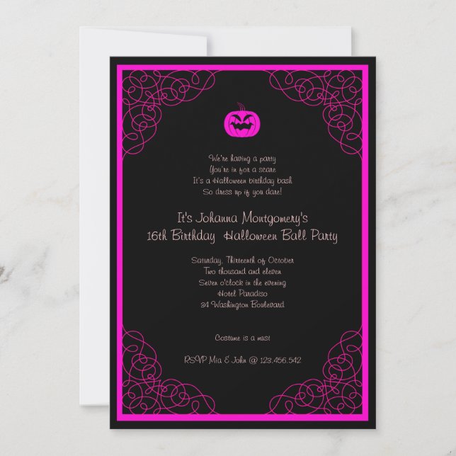 Halloween Ball Costume Party Invitation (Front)