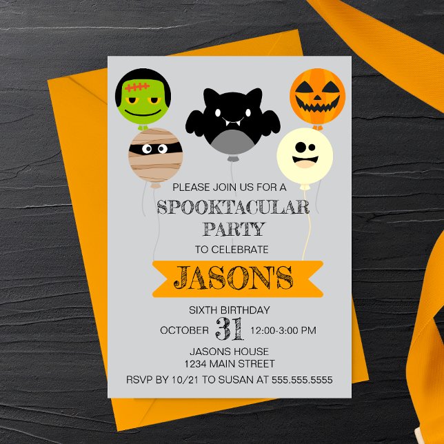 Halloween Balloons Playful Birthday Party Invitation (Creator Uploaded)