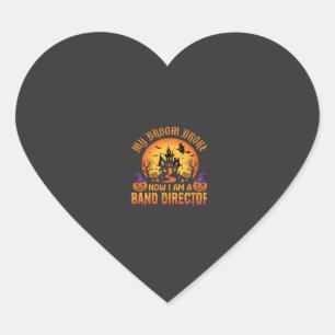 Halloween Band Director Witch Broom Haunted House Heart Sticker