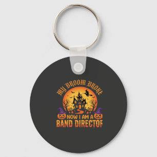 Halloween Band Director Witch Broom Haunted House Key Ring